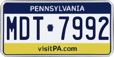 PA license plate MDT7992