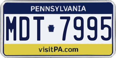 PA license plate MDT7995