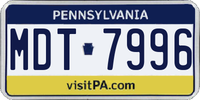 PA license plate MDT7996