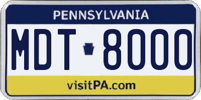 PA license plate MDT8000