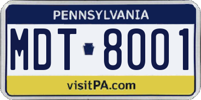 PA license plate MDT8001