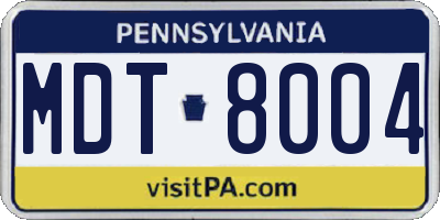 PA license plate MDT8004