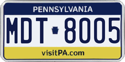 PA license plate MDT8005