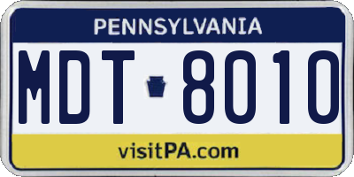 PA license plate MDT8010