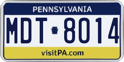 PA license plate MDT8014