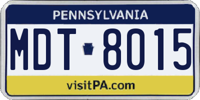 PA license plate MDT8015