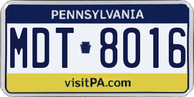 PA license plate MDT8016