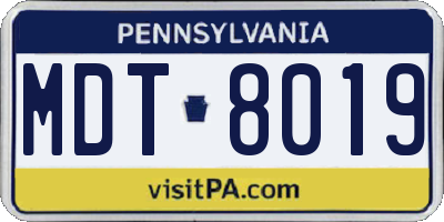 PA license plate MDT8019
