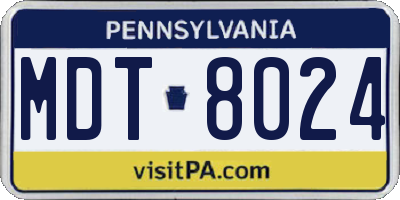 PA license plate MDT8024