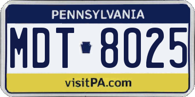 PA license plate MDT8025