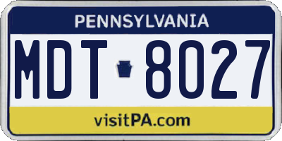 PA license plate MDT8027