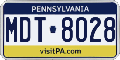 PA license plate MDT8028