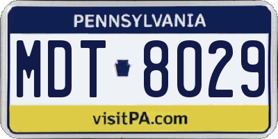 PA license plate MDT8029