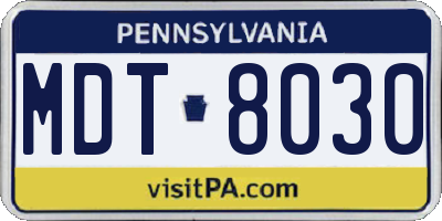 PA license plate MDT8030