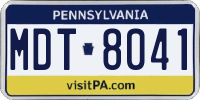 PA license plate MDT8041