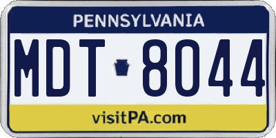 PA license plate MDT8044