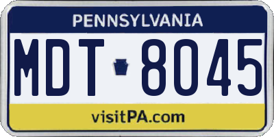 PA license plate MDT8045