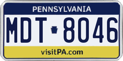 PA license plate MDT8046