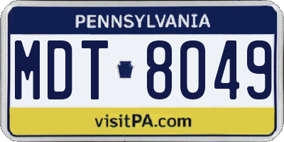 PA license plate MDT8049