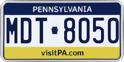 PA license plate MDT8050