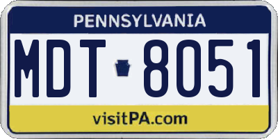 PA license plate MDT8051