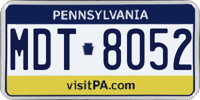 PA license plate MDT8052