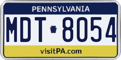 PA license plate MDT8054