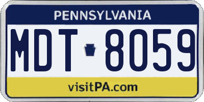 PA license plate MDT8059