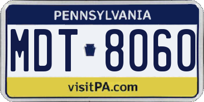 PA license plate MDT8060