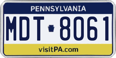 PA license plate MDT8061