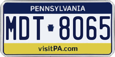 PA license plate MDT8065
