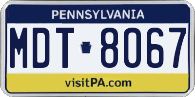 PA license plate MDT8067