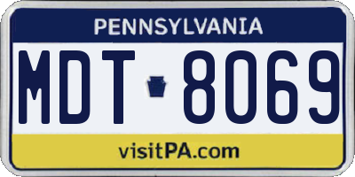 PA license plate MDT8069