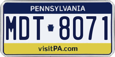 PA license plate MDT8071