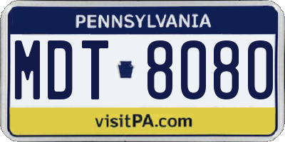 PA license plate MDT8080