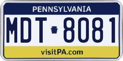 PA license plate MDT8081