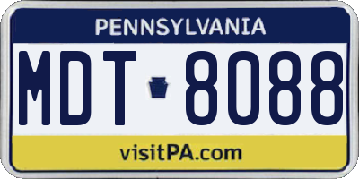 PA license plate MDT8088