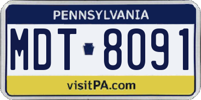 PA license plate MDT8091