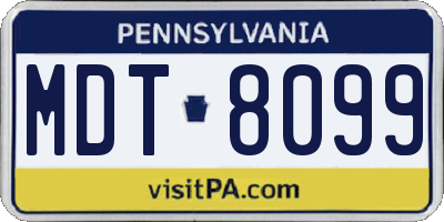 PA license plate MDT8099