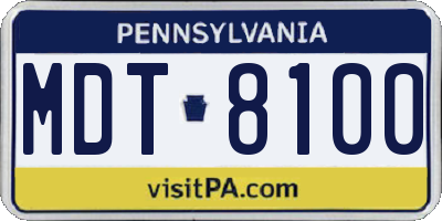 PA license plate MDT8100