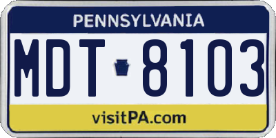 PA license plate MDT8103