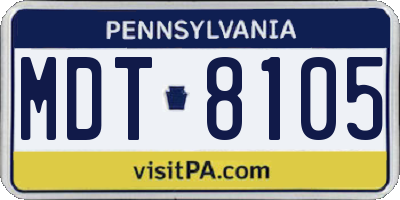 PA license plate MDT8105