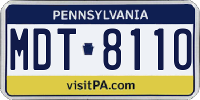 PA license plate MDT8110