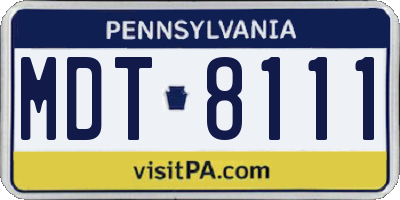 PA license plate MDT8111