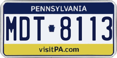 PA license plate MDT8113