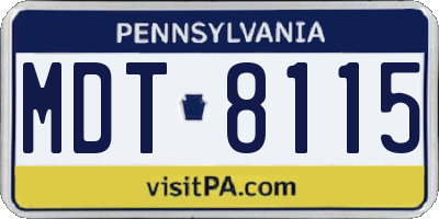 PA license plate MDT8115