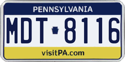 PA license plate MDT8116