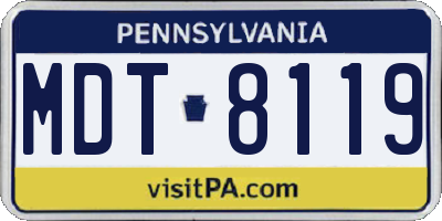 PA license plate MDT8119