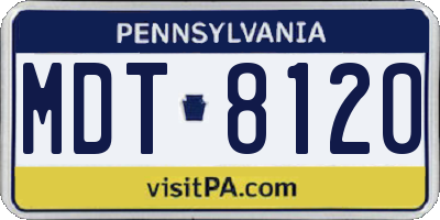 PA license plate MDT8120