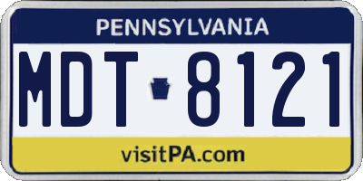 PA license plate MDT8121